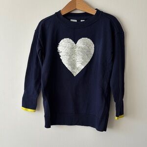 GAP Blue and White Sweater with Silver Heart